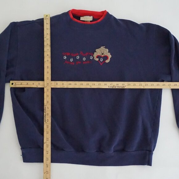 Vintage M&C Sportswear Navy Red Embroidered Puppy Love Crewneck Sweater 2X - Picture 4 of 13